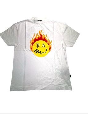 Palm Angels White Tee with Black Gothic Back Logo